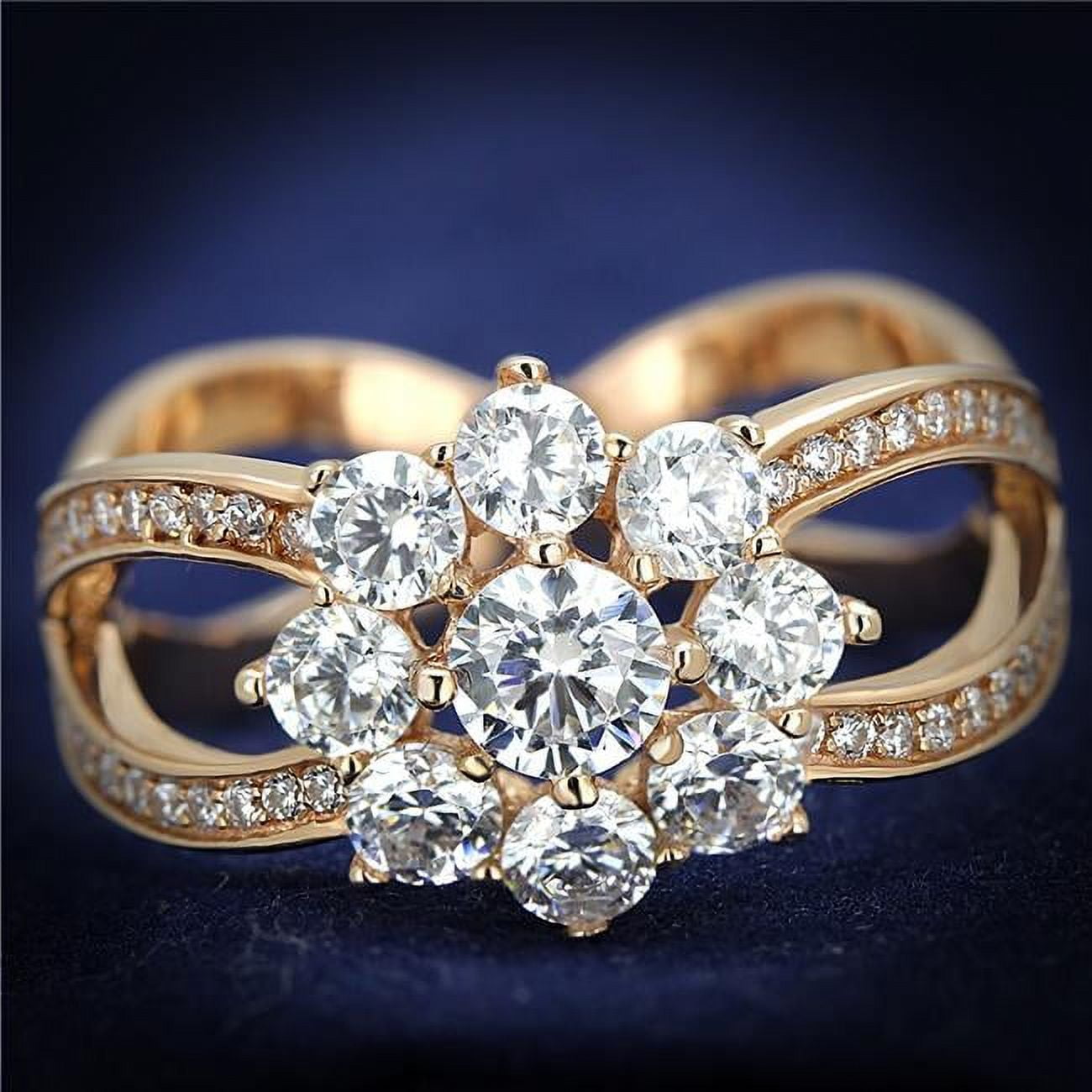 TS586-5 Women Rose Gold 925 Sterling Silver Ring with AAA Grade CZ in Clear - Size 5