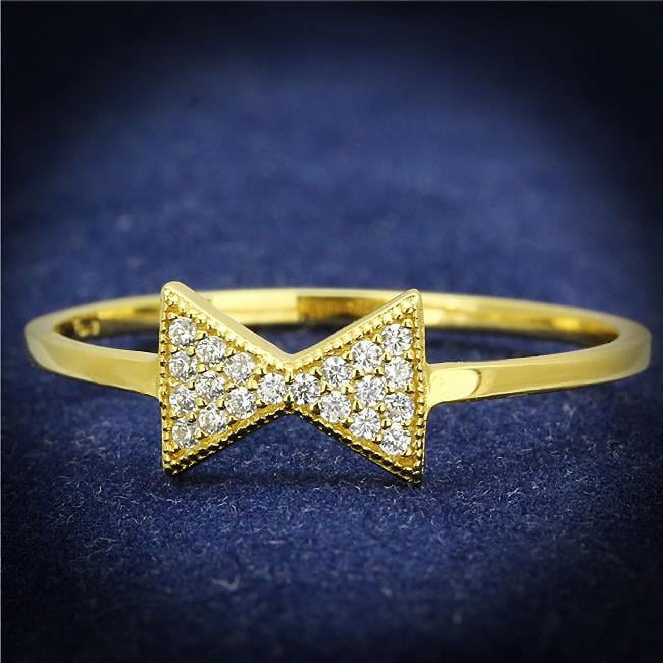 TS593-6 Women Gold 925 Sterling Silver Ring with AAA Grade CZ in Clear - Size 6