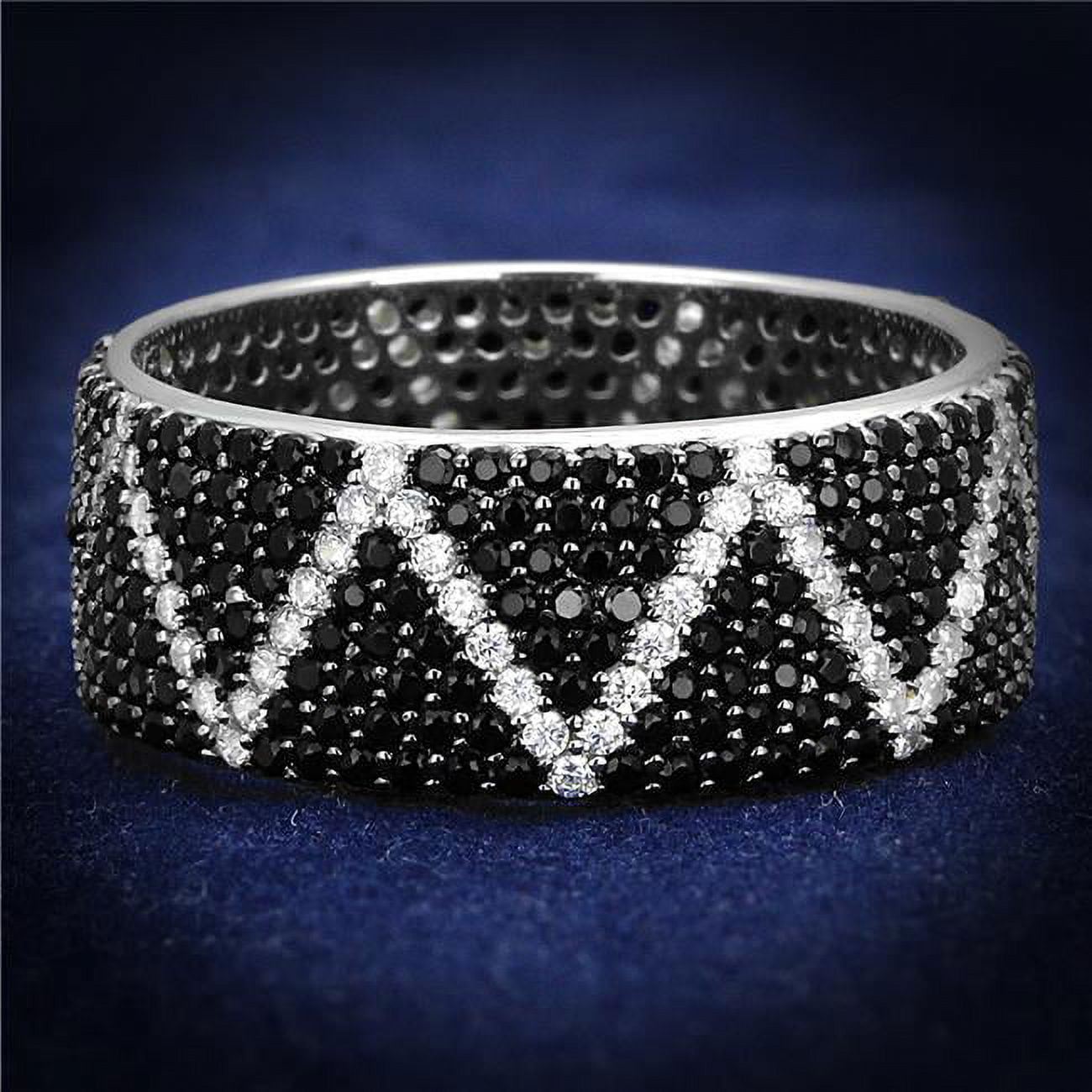 TS600-7 Women Rhodium & Ruthenium 925 Sterling Silver Ring with Synthetic in Multi Color - Size 7
