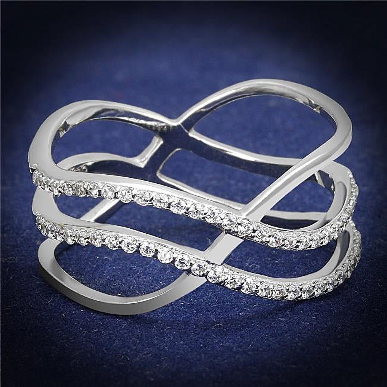TS602-6 Women Rhodium 925 Sterling Silver Ring with AAA Grade CZ in Clear - Size 6