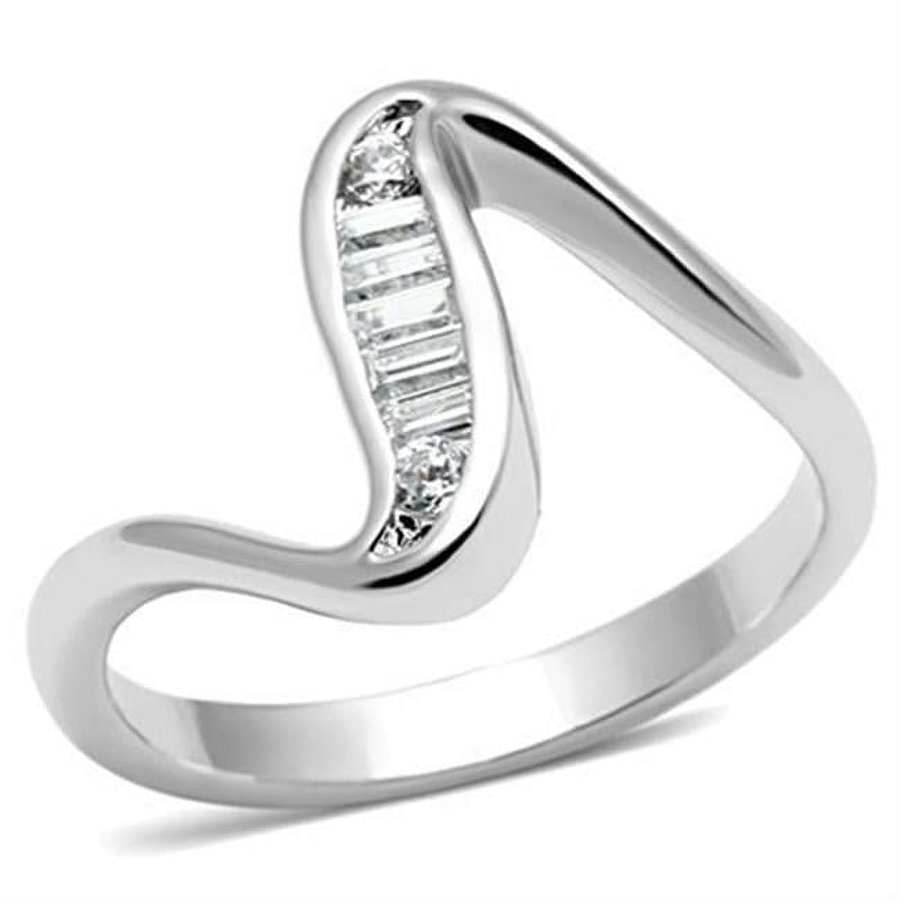 Women Rhodium Brass Ring with AAA Grade CZ in Clear - Size 7