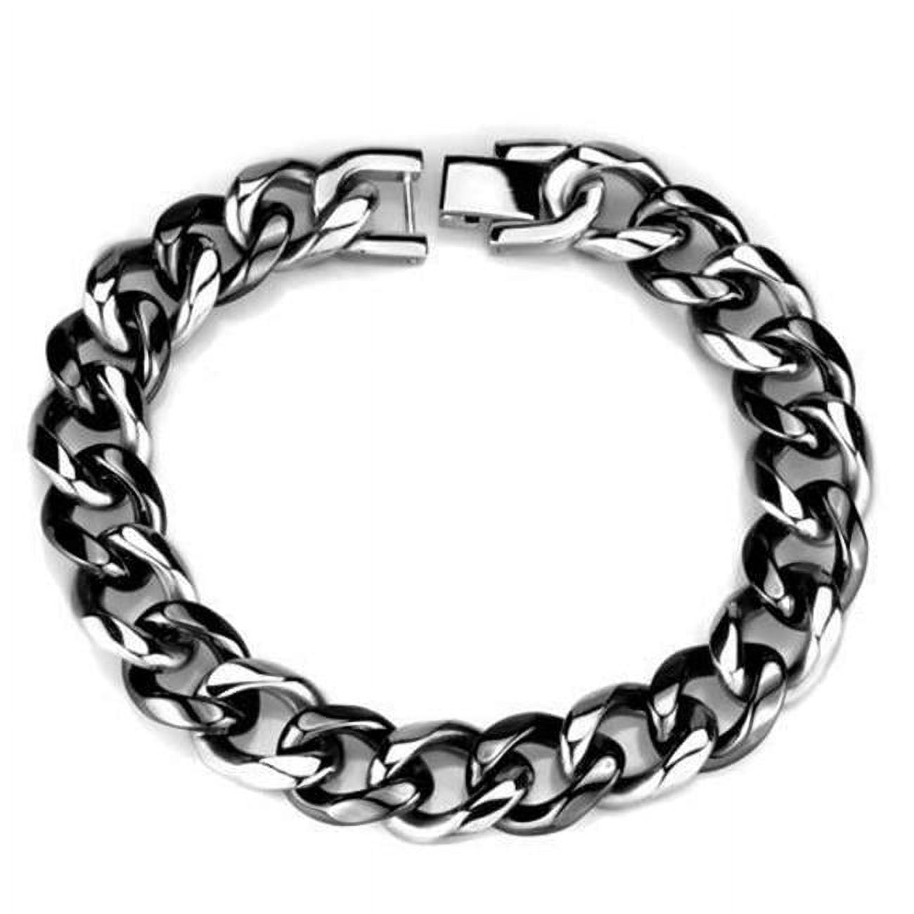 Picture of Alamode 3W1000-8.5 Women High Polished Stainless Steel Bracelet with Ceramic in Jet - 8.5 in.