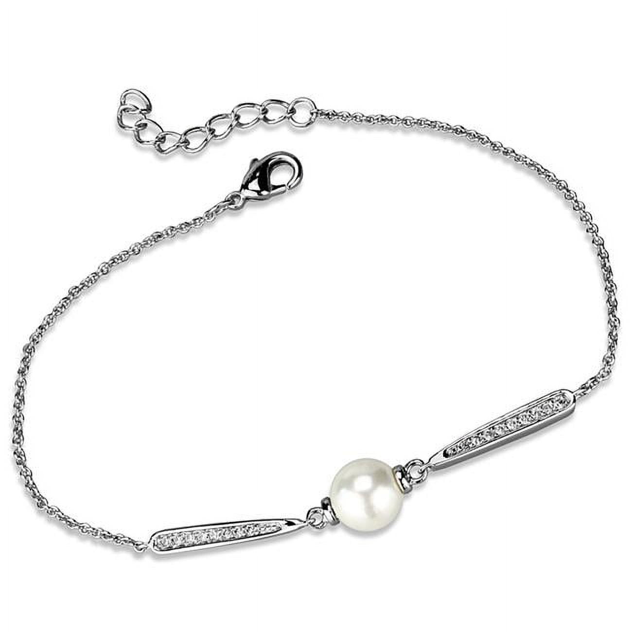 Picture of Alamode 3W1041-7Plus1 Women Rhodium Brass Bracelet with Synthetic in White - 7 & 1 in.