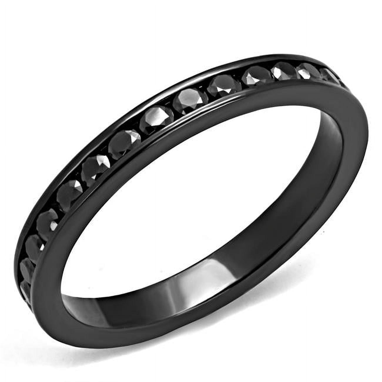Women IP Light Black Brass Ring with AAA Grade CZ in Light Gray - Size 9