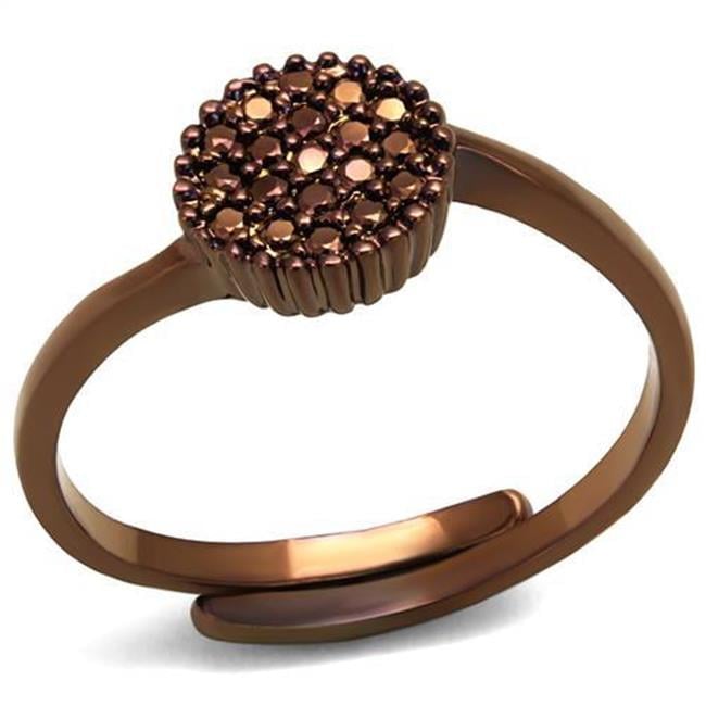 Women IP Coffee Light Brass Ring with AAA Grade CZ in Light Coffee - Size 9