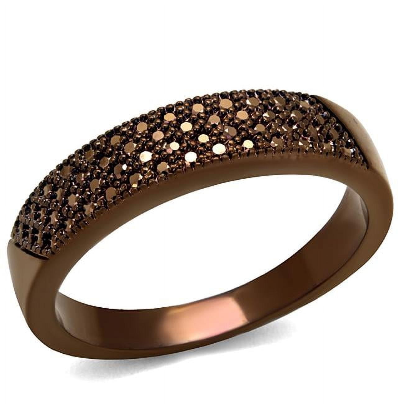 Women IP Coffee Light Brass Ring with AAA Grade CZ in Light Coffee - Size 9