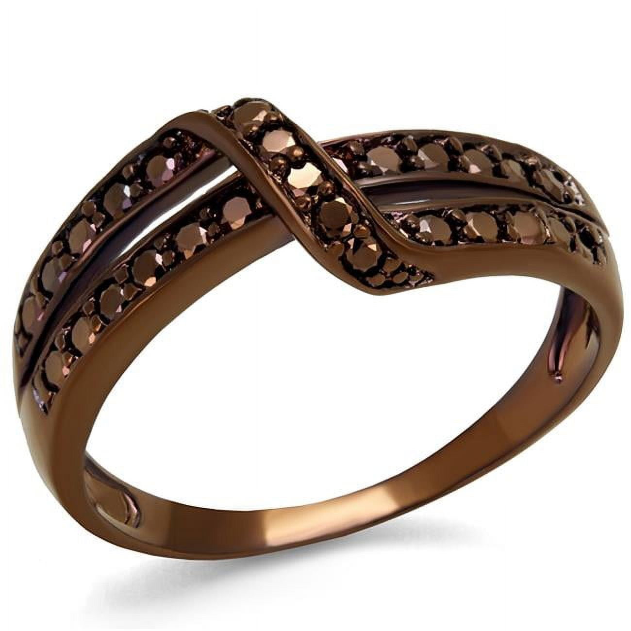 Women IP Coffee Light Brass Ring with AAA Grade CZ in Light Coffee - Size 9