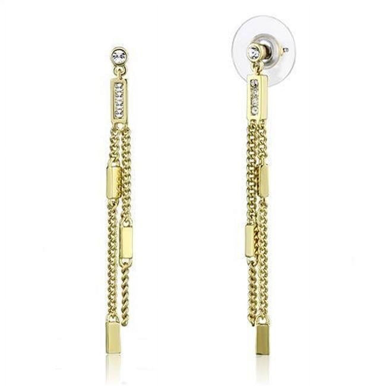 Picture of Alamode 3W1203 Women Gold Brass Earrings with Top Grade Crystal in Clear