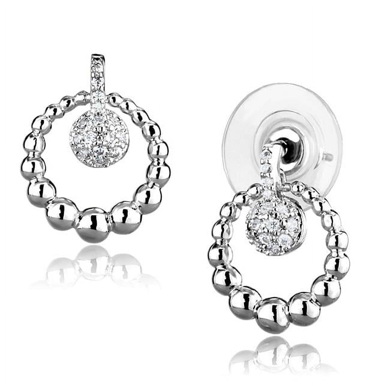 Picture of Alamode 3W1296 Women Rhodium Brass Earrings with AAA Grade CZ in Clear