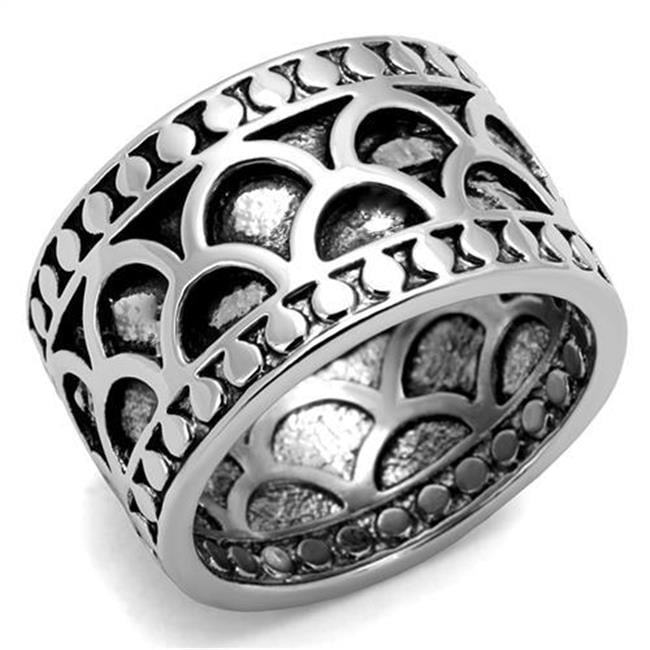 Women Rhodium Brass Ring with Epoxy in Jet - Size 9