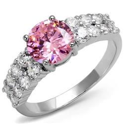 Women Rhodium Brass Ring with AAA Grade CZ in Rose - Size 5