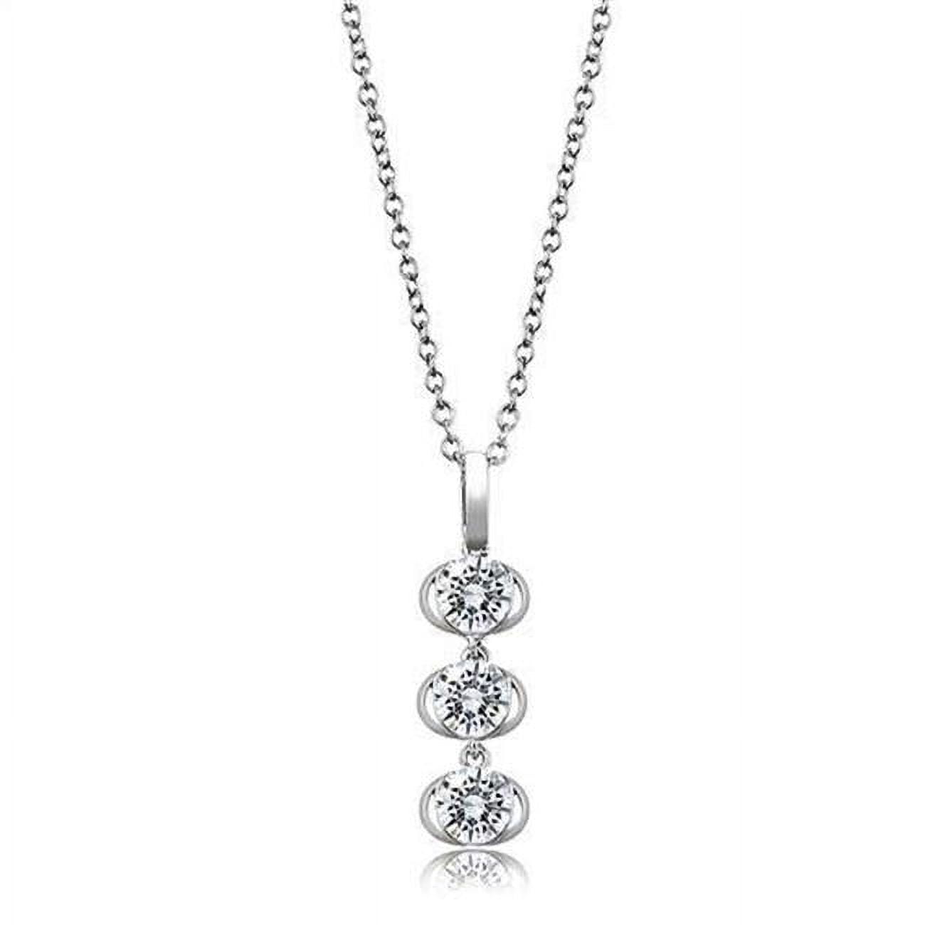 Picture of Alamode 3W1373-16Plus2 Women Rhodium 925 Sterling Silver Chain Pendant with AAA Grade CZ in Clear - 16 & 2 in.