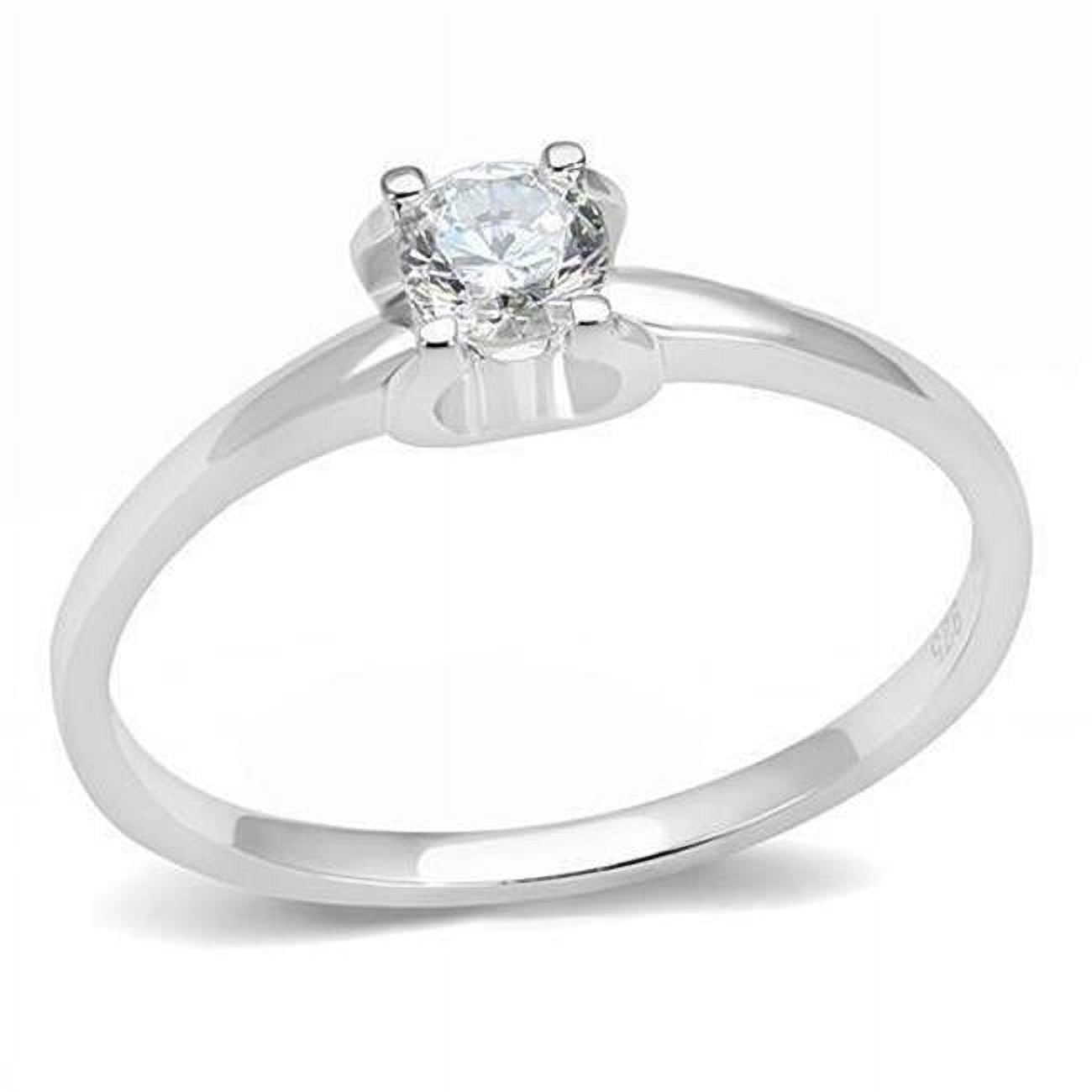 3W1385-9 Women Rhodium 925 Sterling Silver Ring with AAA Grade CZ in Clear - Size 9