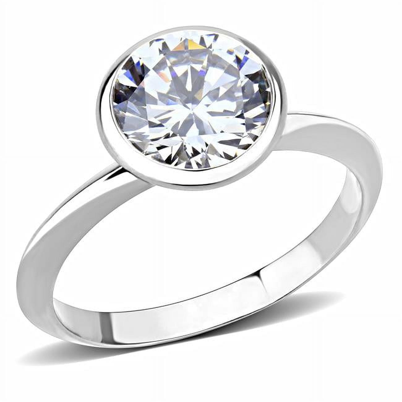 Women Rhodium Brass Ring with AAA Grade CZ in Clear - Size 5