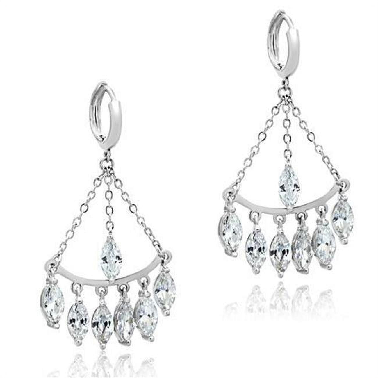 Picture of Alamode 3W301 Women Rhodium Brass Earrings with AAA Grade CZ in Clear
