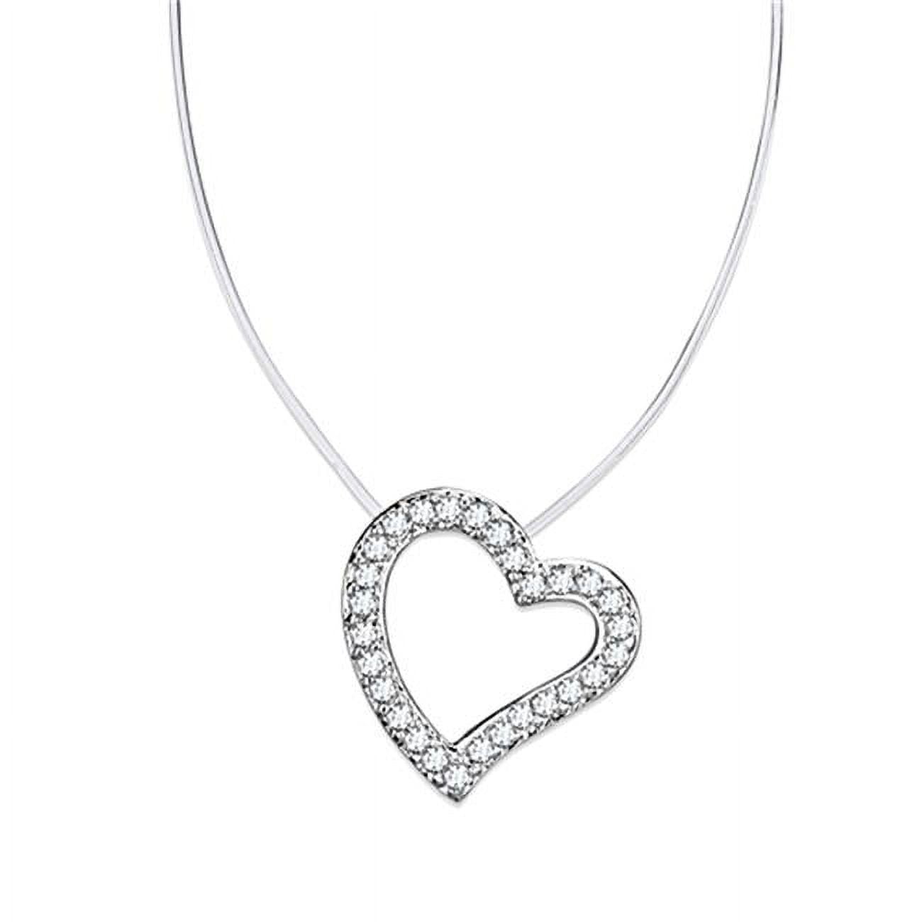 Picture of Alamode 3W420-16 Women Rhodium Brass Necklace with AAA Grade CZ in Clear - 16 in.
