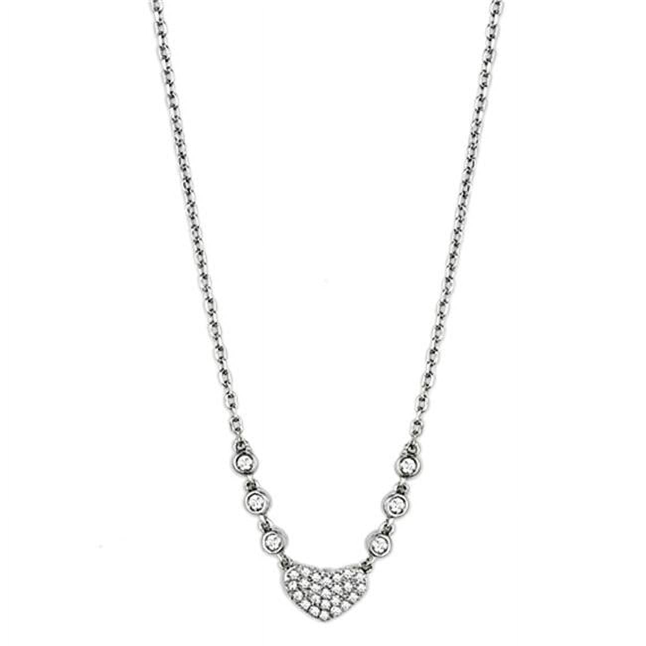 Picture of Alamode 3W433-16 Women Rhodium Brass Necklace with AAA Grade CZ in Clear - 16 in.