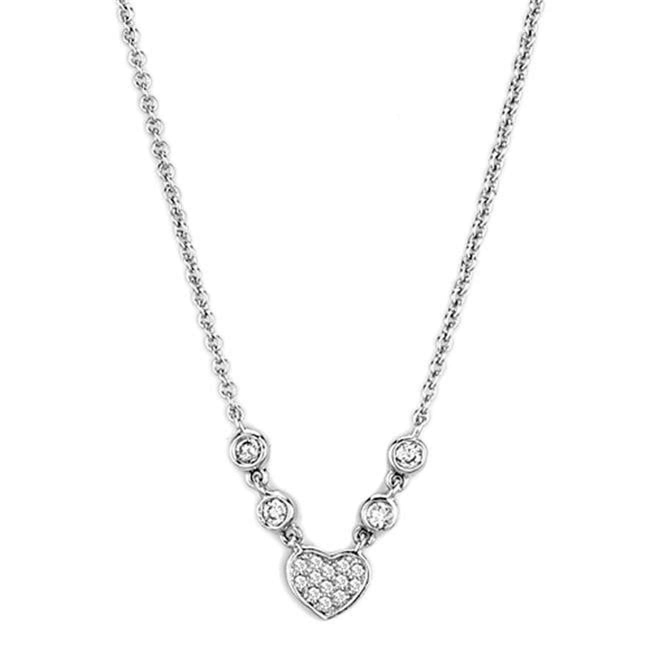 Picture of Alamode 3W449-16 Women Rhodium Brass Necklace with AAA Grade CZ in Clear - 16 in.