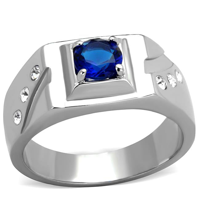 TK1929-10 Men High Polished Stainless Steel Ring with Synthetic in Montana - Size 10