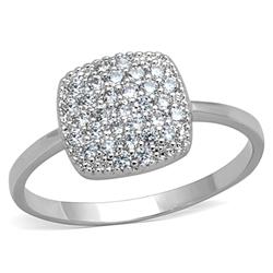 Women Rhodium Brass Ring with AAA Grade CZ in Clear - Size 8