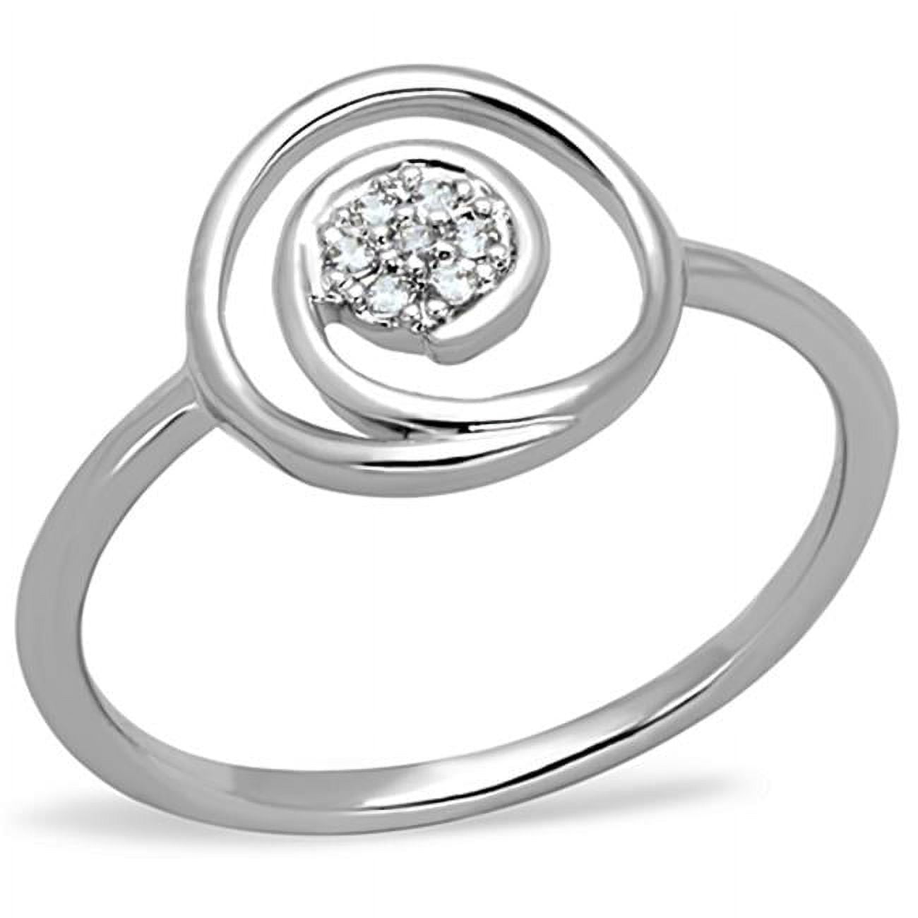 Women Rhodium Brass Ring with AAA Grade CZ in Clear - Size 9