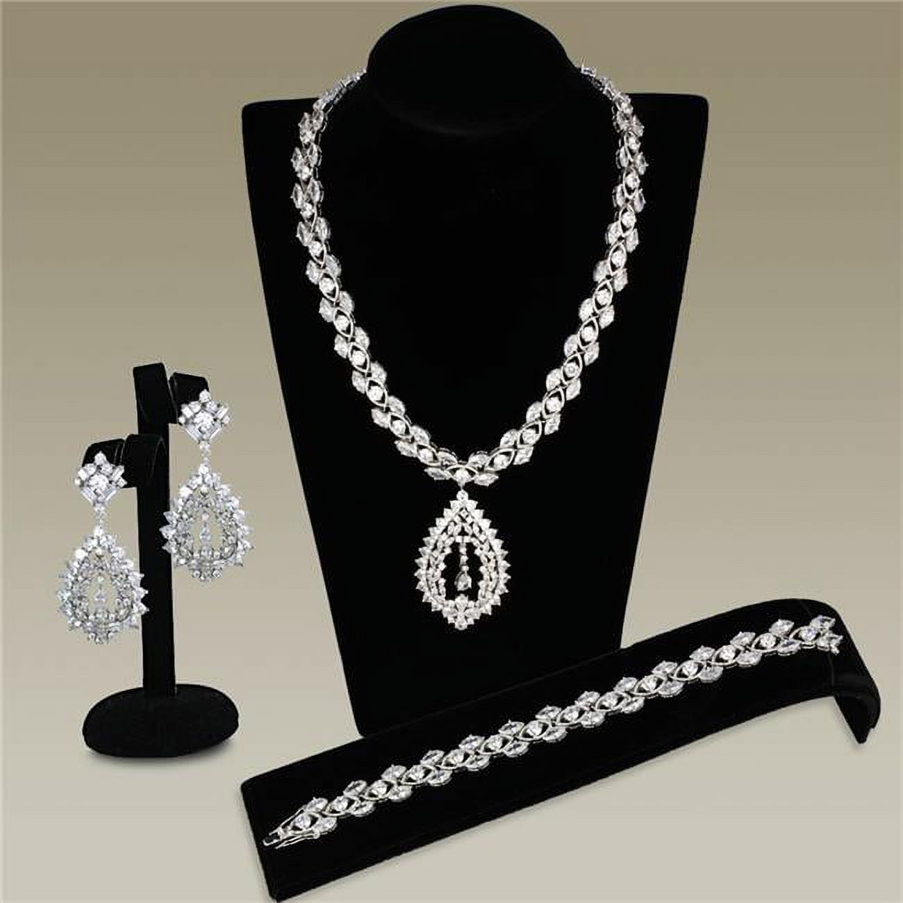 Picture of Alamode 3W933 Women Rhodium Brass Jewelry Sets with AAA Grade CZ in Clear