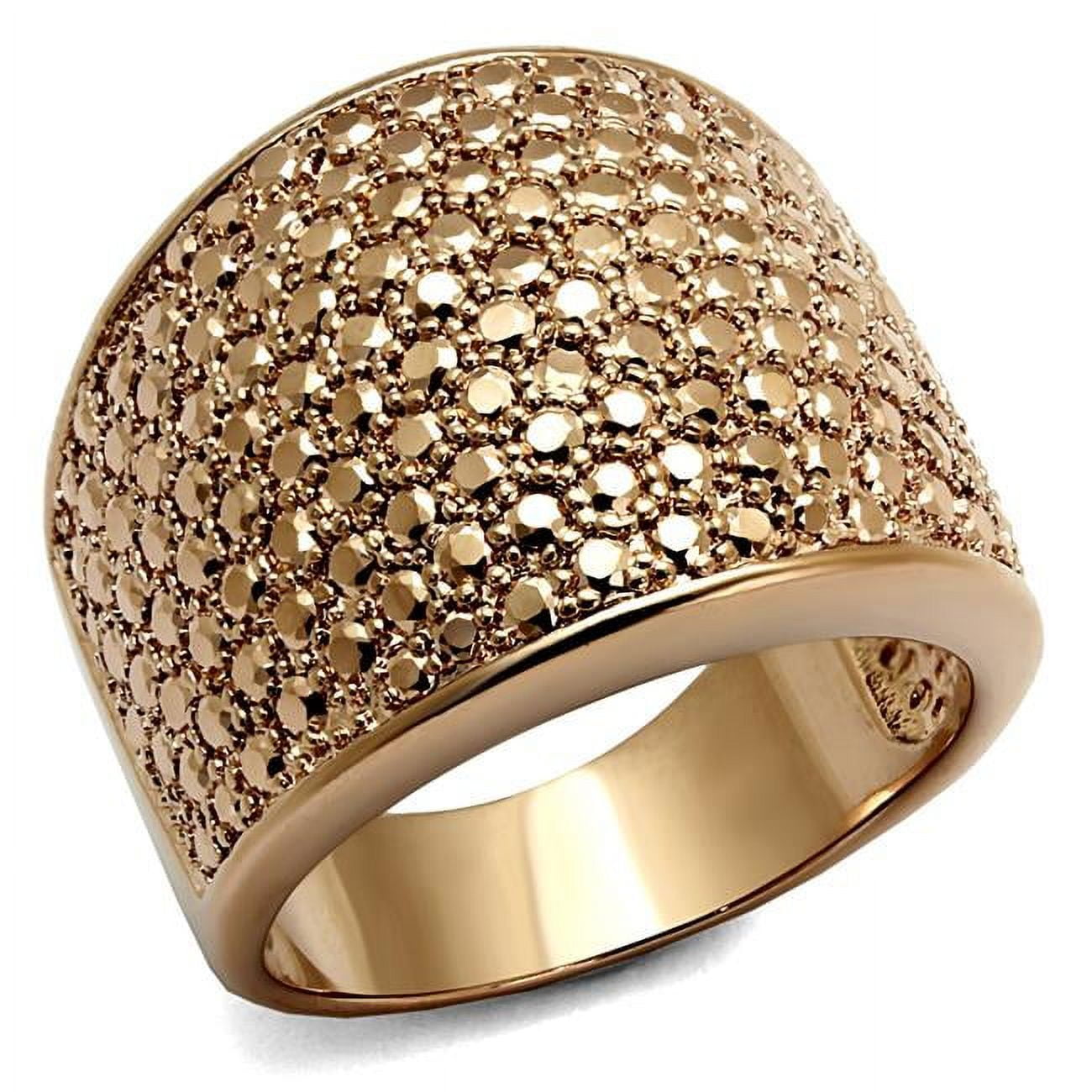 3W935-6 Women IP Rose Gold Brass Ring with AAA Grade CZ in Metallic Light Gold - Size 6