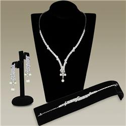 Picture of Alamode 3W939 Women Rhodium Brass Jewelry Sets with AAA Grade CZ in Clear