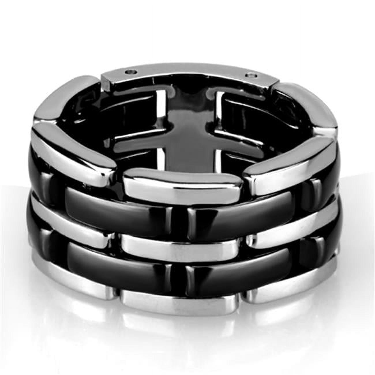 Picture of Alamode 3W974-7 Women High Polished Stainless Steel Ring with Ceramic in Jet - Size 7