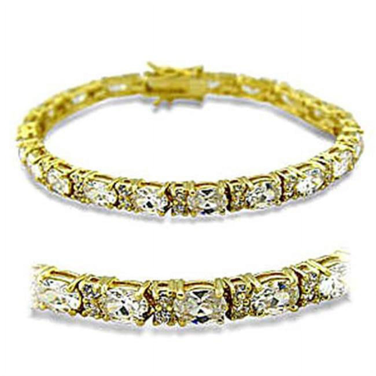 Picture of Alamode 415502-7 Women Gold Brass Bracelet with AAA Grade CZ in Clear - 7 in.