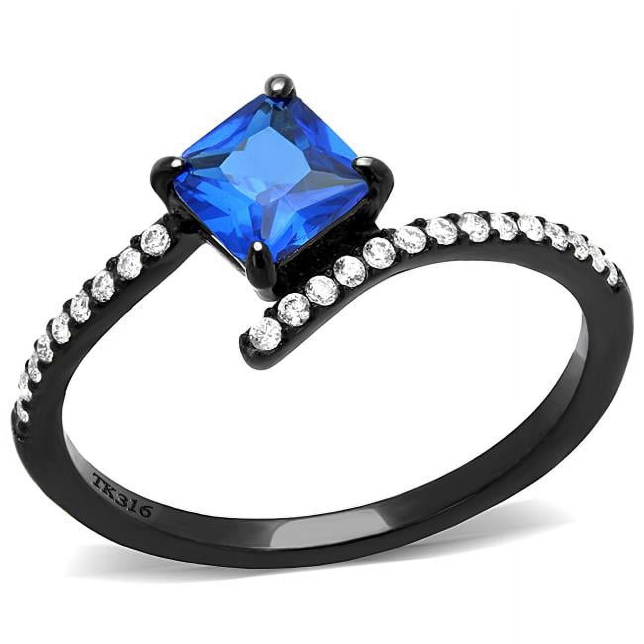Picture of Alamode DA016-9 Women IP Black Stainless Steel Ring with Synthetic in London Blue - Size 9
