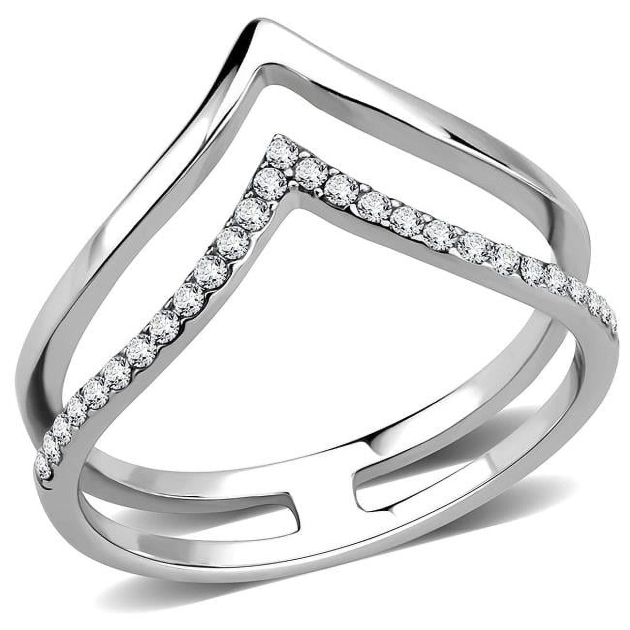 Women No Plating Stainless Steel Ring with AAA Grade CZ in Clear - Size 7