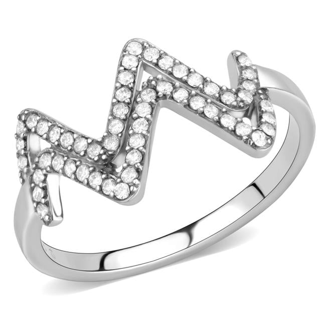 Women No Plating Stainless Steel Ring with AAA Grade CZ in Clear - Size 5