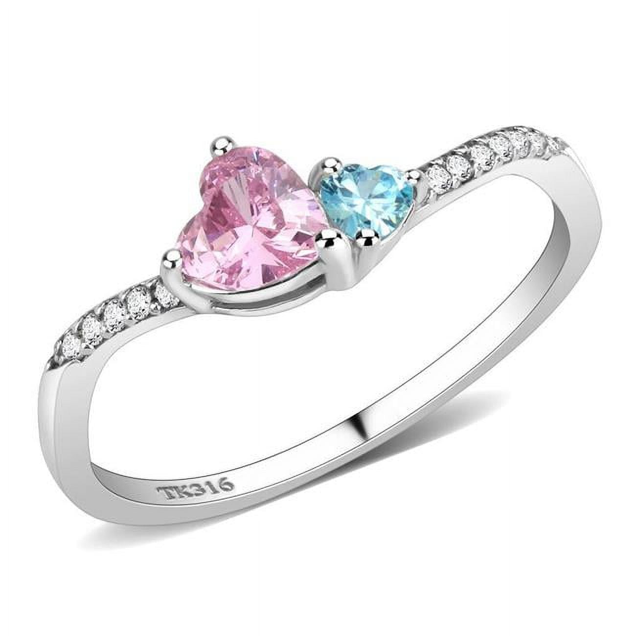 Women High Polished Stainless Steel Ring with AAA Grade CZ in K2 - Size 7