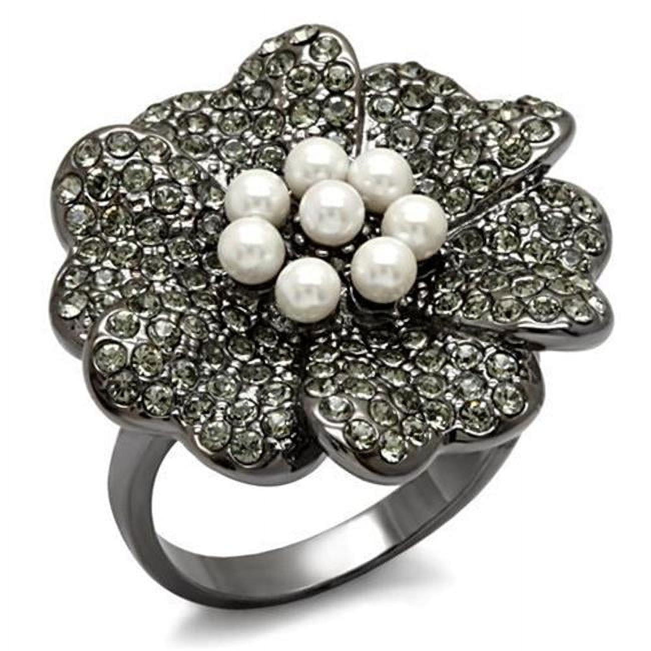 Women TIN Cobalt Black Brass Ring with Synthetic in White - Size 8