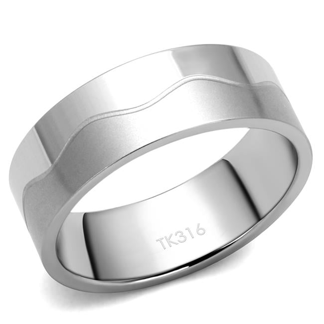 TK2918-8 Men High Polished Stainless Steel Ring with No Stone in No Stone - Size 8