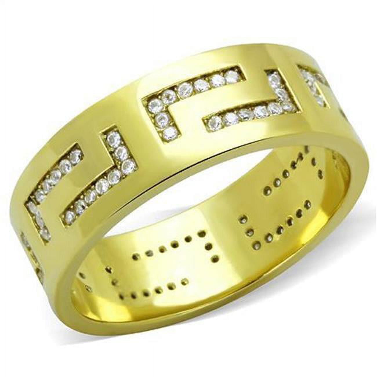 Men IP Gold Stainless Steel Ring with AAA Grade CZ in Clear - Size 11
