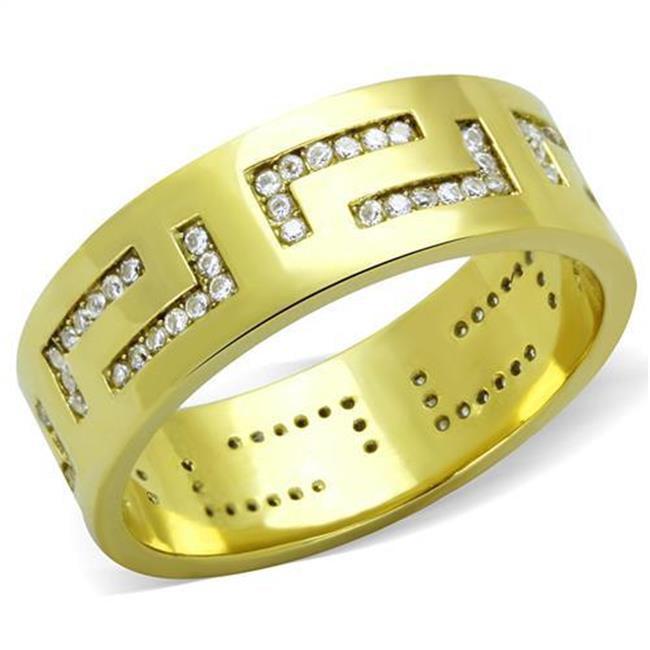 Men IP Gold Stainless Steel Ring with AAA Grade CZ in Clear - Size 13