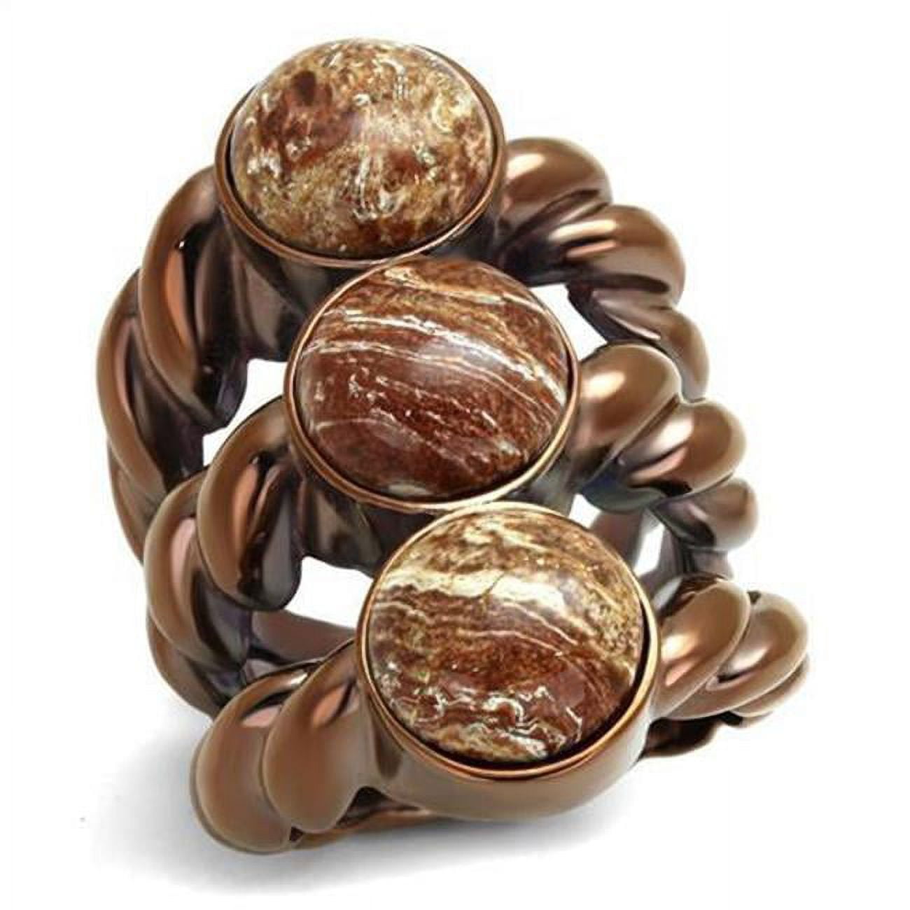 Women IP Coffee Light Stainless Steel Ring with Semi-Precious in Multi Color - Size 8