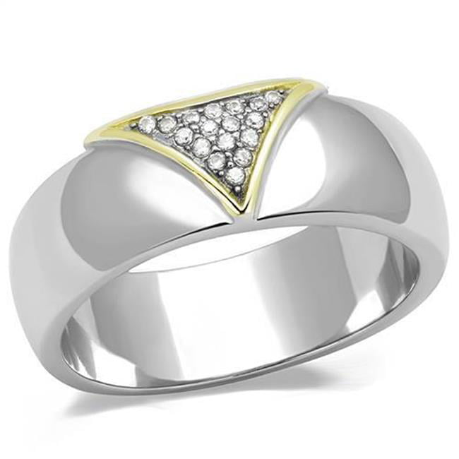 Men Two-Tone IP Gold Stainless Steel Ring with AAA Grade CZ in Clear - Size 10