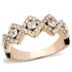 Women IP Rose Gold Stainless Steel Ring with Top Grade Crystal in Clear - Size 6