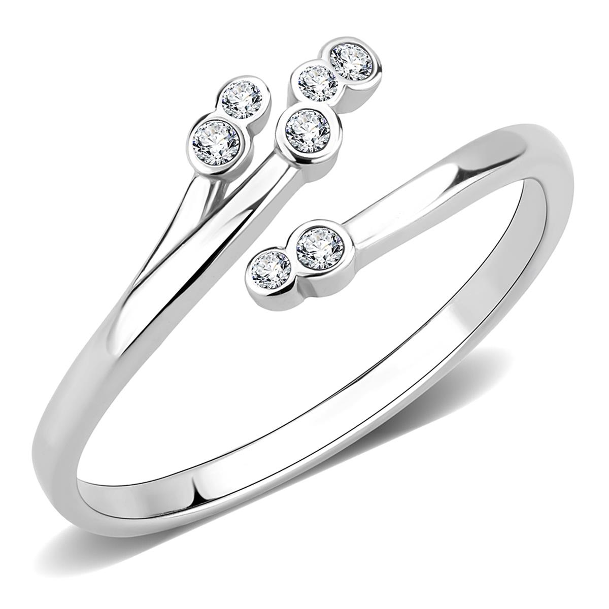 Women No Plating Stainless Steel Ring with AAA Grade CZ in Clear - Size 9