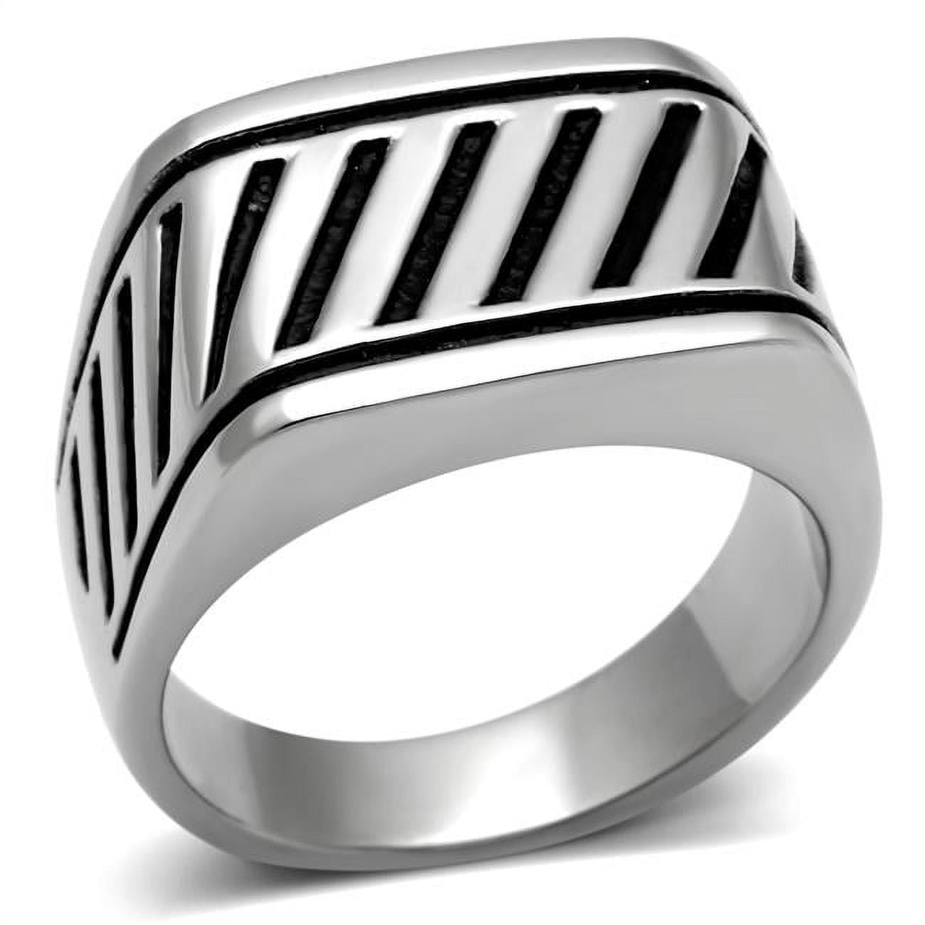 TK380-13 Men High Polished Stainless Steel Ring with No Stone in No Stone - Size 13
