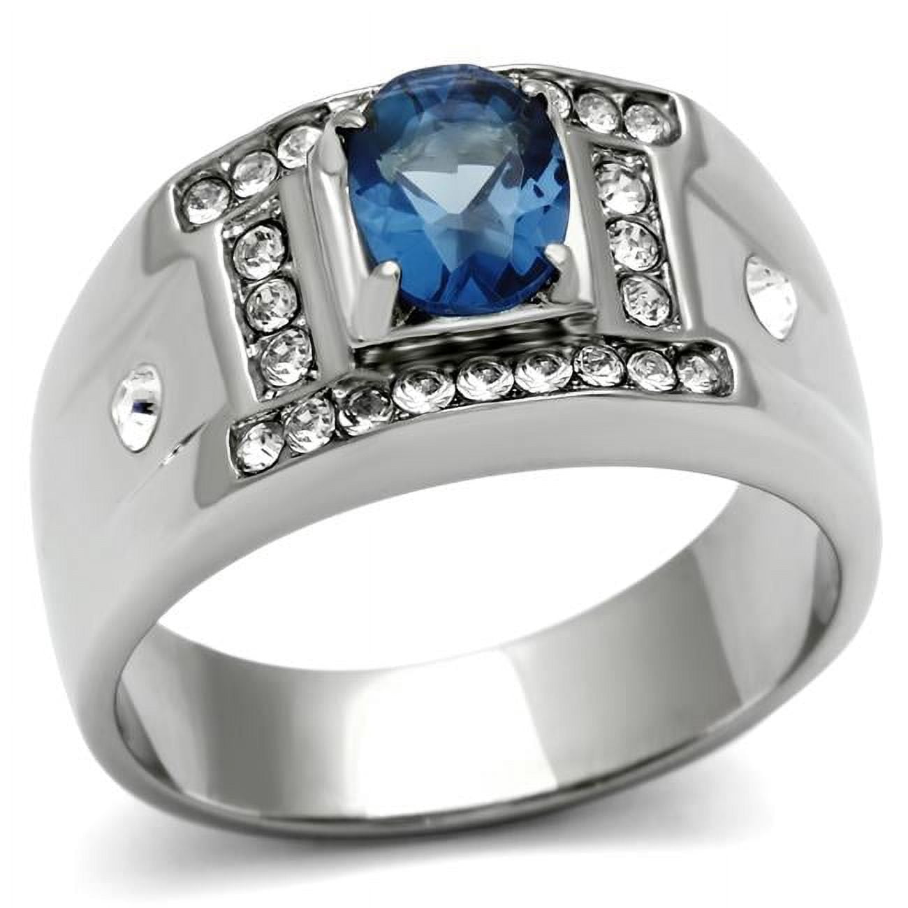 TK497-10 Men High Polished Stainless Steel Ring with Synthetic in Montana - Size 10