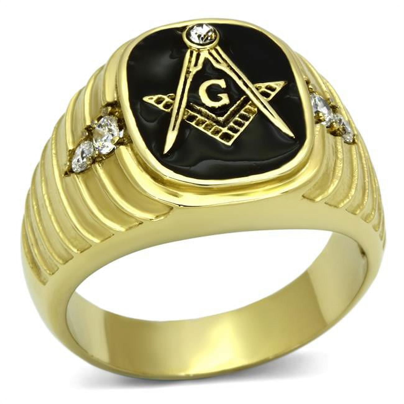 Men IP Gold Stainless Steel Ring with Top Grade Crystal in Clear - Size 12