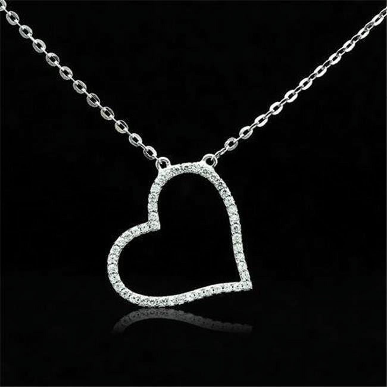 Women Rhodium 925 Sterling Silver Chain Pendant with AAA Grade CZ in Clear - 16 in -  Precious Stone, PR1503506