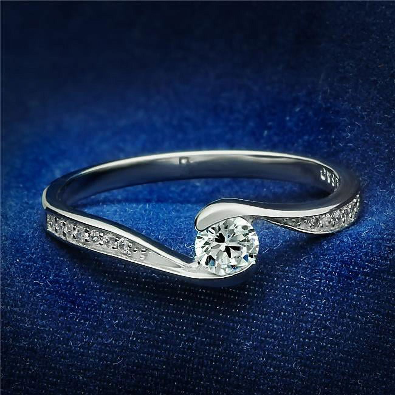 TS041-6 Women Rhodium 925 Sterling Silver Ring with AAA Grade CZ in Clear - Size 6