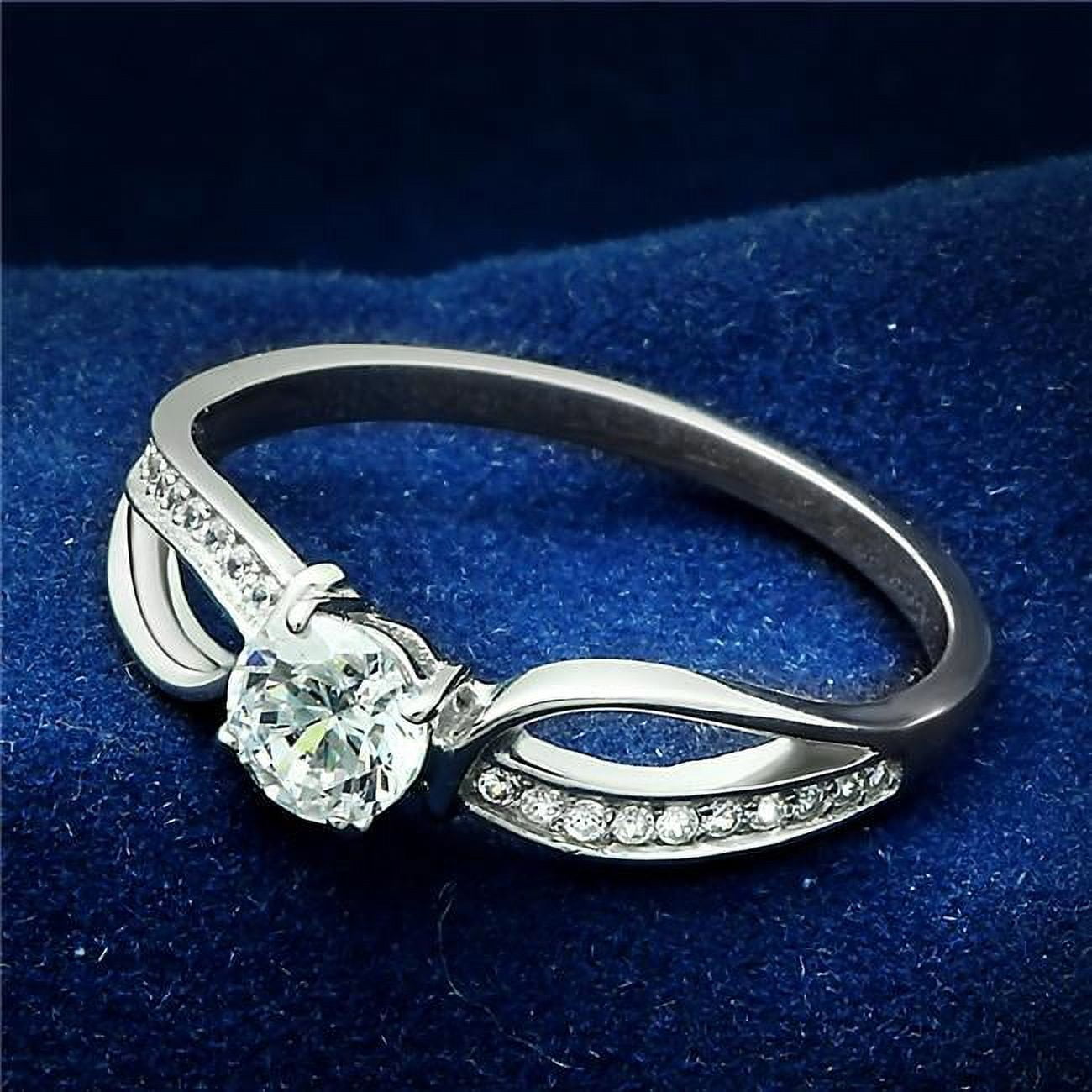 TS044-5 Women Rhodium 925 Sterling Silver Ring with AAA Grade CZ in Clear - Size 5
