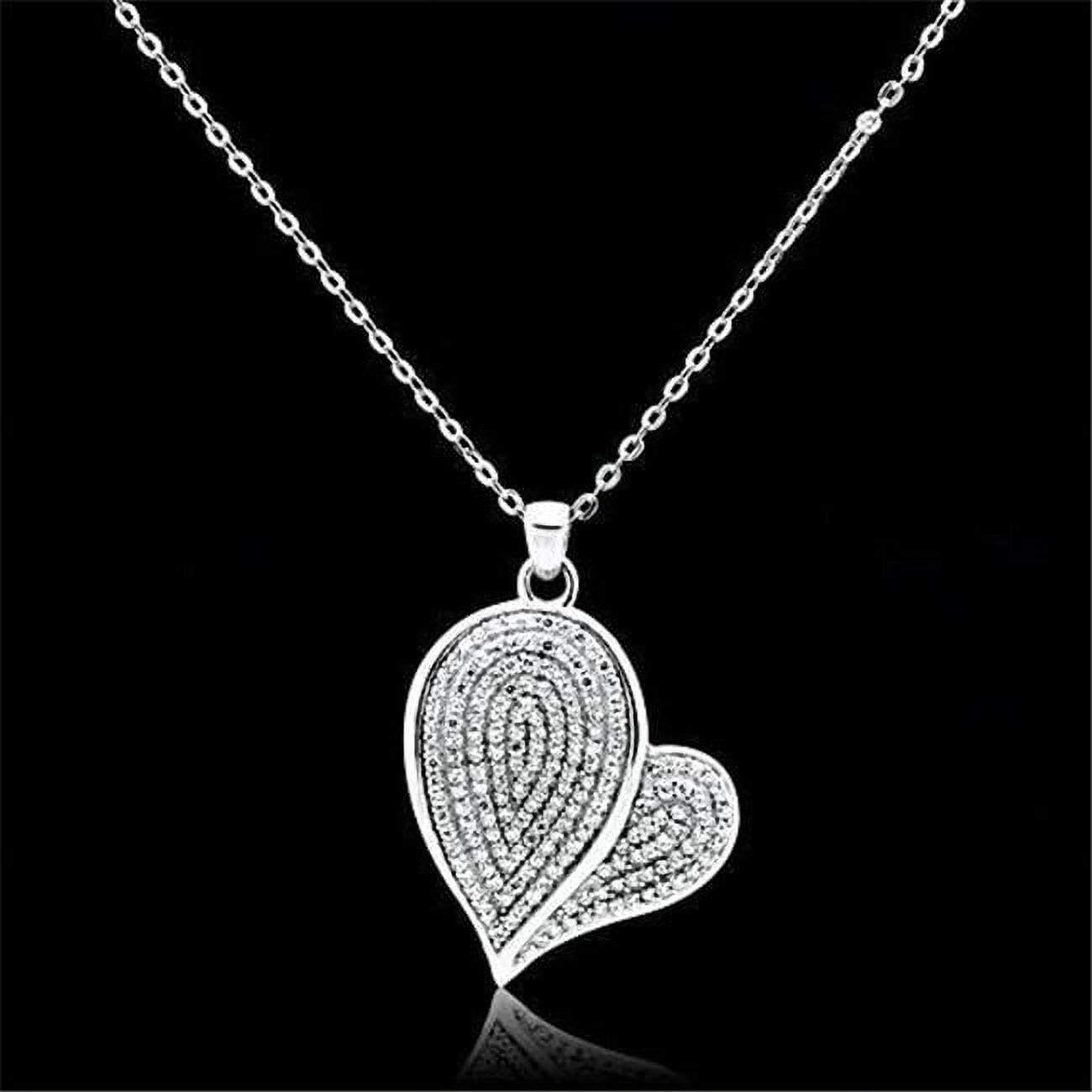 TS048-16 Women Rhodium 925 Sterling Silver Chain Pendant with AAA Grade CZ in Clear - 16 in -  Alamode