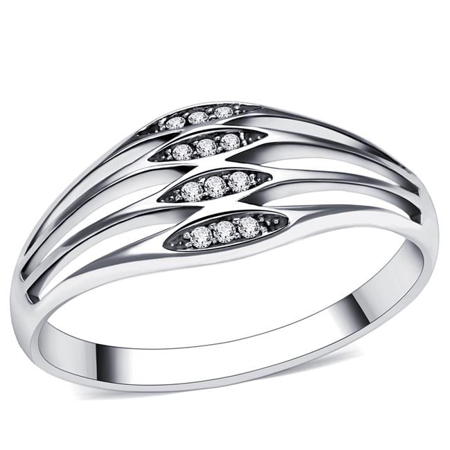 TS072-7 Women Rhodium 925 Sterling Silver Ring with AAA Grade CZ in Clear - Size 7